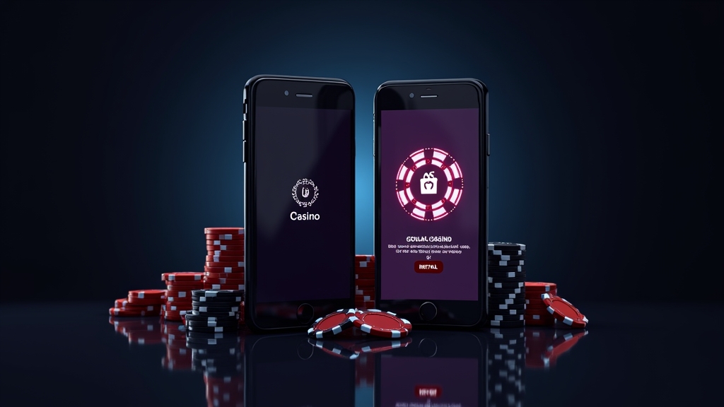 Telefon z instalacją pliku APK na tle kasynowego interfejsu